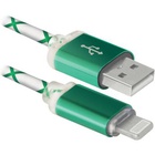 Дата кабель Defender ACH03-03LT USB - Lightning, GreenLED backlight, 1m (87553) U0248082