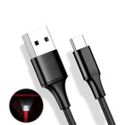 Дата кабель USB 2.0 AM to Type-C 1m LED black Vinga (VCPDCTCLED1BK) U0311019