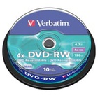 Диск DVD-RW Verbatim 4.7Gb 4x Cake box 10шт (43552) KM03306