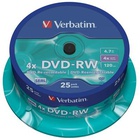 Диск DVD-RW Verbatim 4.7Gb 4x CakeBox 25 шт silver (43639) S0002717
