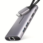 Концентратор AXAGON USB-C to 2xUSB-A + 1xUSB-C + HDMI + RJ45 + PD100W 0.15m gray (HMC-6G2L) U1124560