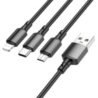 Дата кабель USB 2.0 AM to Lightning + Micro 5P + USB-C 1.0m black BOROFONE (6974443384666) U1089587