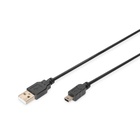 Дата кабель USB 2.0 AM to Mini 5P 3.0m black Digitus (AK-300130-030-S) U1156609