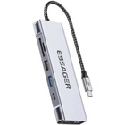 Концентратор Essager USB-C 8-in-1 HDMI + USB 3.2 + USB-C + SD/TF + M.2 PCIe/NVMe/SATA SSD support gray (EHB08-QK0G-Z) U1107304