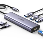 Концентратор Ugreen USB-C 6-in-1 3xUSB 3.0 + HDMI 4K@30Hz + RJ45 1000Mbps + PD silver (15598) U1130700