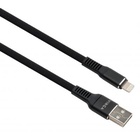 Дата кабель USB 2.0 AM to Lightning 1.0m flat nylon black Vinga (VCPDCLFNB1BK) U0381676