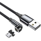 Дата кабель USB 2.0 AM to Micro 5P 1.0m magnetic black Essager (EXCCXM-WC0G) U1106747