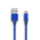 Дата кабель USB 2.0 AM to Lightning nylon 1m blue Vinga (VCPDCLNB21B) U0311044