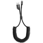 Дата кабель USB 2.0 AM to Lightning 1.0m Fish eye Spring 2A black Baseus (CALSR-01) U0401588