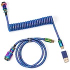 Дата кабель USB 2.0 AM to USB-C 1.08m Premium Coiled Aviator Straight rainbow plated blue Keychron (CAB6_KEYCHRON) U1073688