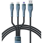 Дата кабель USB 2.0 AM to Lightning + Micro 5P + Type-C 1.3m Azeada PD-B74th Black Proda (PD-B74th-BK) U0823337