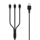Дата кабель USB 2.0 AM to Lightning + Micro 5P + USB-C 1.0m 2.1A black XO (NB103-3in1-1-BK) U1093028