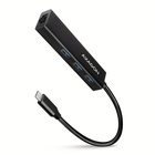 Концентратор AXAGON USB-C to 3xUSB-A + RJ45 0.2m metal black (HMC-GL3A) U1124565