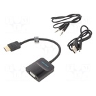 Перехідник HDMI M to VGA F + Micro USB F + 3.5mm F 0.15m black Vention (42161) U1125414