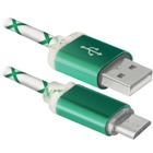 Дата кабель Defender USB08-03LT USB - Micro USB, GreenLED backlight, 1m (87557) U0248090