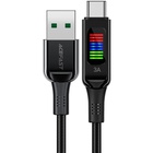 Дата кабель USB 2.0 AM to USB-C 1.2m 3A nylon with LED C7-04 black Acefast (6974316282785) U1067384