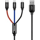 Дата кабель USB 2.0 AM to Lightning + Micro 5P + USB-C 1.2m 5A black Baseus (CAMLT-BSY01) U1108782