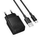 Зарядний пристрій BOROFONE BAS71A USB + cable USB to USB-C 2.1A black (6941991122613) U1186541