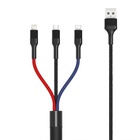 Дата кабель USB 2.0 AM to Lightning + Micro 5P + USB-C 1.2m black XO (XO-NB54-3in1) U1091502