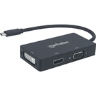 Концентратор Intracom USB3.1 Type-C to HDMI/DVI-I/VGA Black Manhattan (152983) U0806730