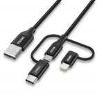 Дата кабель USB 2.0 AM to Lightning + Micro 5P + Type-C 1.2m MFI Choetech (IP0030-BK) U0792633
