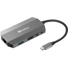Концентратор Sandberg USB3.1 Type-C to HDMI/USB 3.0x2/RJ45/SD/TF/PD 100W 6in1 (136-33) U0806734