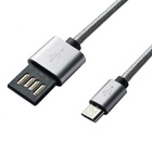 Дата кабель Grand-X USB - Micro USB, Cu, 2.1A, Grey/Black, 1m (FM02) U0258636