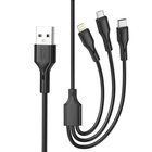 Дата кабель USB 2.0 AM to Lightning + Micro 5P + USB-C 3A black XO (CB-23U3-BK) U1111662