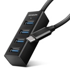 Концентратор AXAGON USB-C to 4xUSB 3.0 0.2m black (HUE-M1C) U1124318