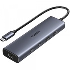 Концентратор Ugreen USB-C to 1xUSB-A 3.2 + 1xUSB-A 2.0 + 2xUSB-C 3.2 + RJ45 + PD CM512 gray (45320) U1142041