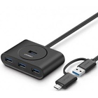 Концентратор Ugreen USB 3.0 to 4xUSB + USB-C plug 1.0m CR113 black (40850) U1107251
