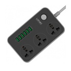 Мережевий фільтр живлення LDNIO SC3604, 3 роз, 6 USB, 2м, Black (SC3604) U1195556