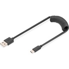 Дата кабель USB 2.0 AM to Type-C 1.0m (0.32m) spiral black Digitus (AK-300430-006-S) U0812660
