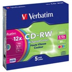 Диск CD-RW Verbatim 700Mb 12X SlimBox 5шт Color (43167) K0004111