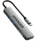 Концентратор Essager USB-C 7-in-1 HDMI + USB 3.2 + USB-C + SD/TF gray (EHB07-QH0G-Z) U1107303