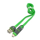 Дата кабель PowerPlant Quick Charge 2A 2-в-1 flat USB 2.0 AM – Lightning/Micro 1м (KD00AS1291) U0206345