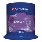 Диск DVD+R Verbatim 4.7Gb 16X CakeBox 100шт (43551) K0000822