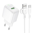 Зарядний пристрій BOROFONE 1xUSB QC3.0 18W + cable UAB-A to USB-C BAS42A white (6941991113802) U1145014
