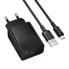 Зарядний пристрій BOROFONE USB QC3.0 + cable USB to Micro 5P black (6941991122651) U1186773