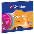 Диск DVD-R Verbatim 4.7Gb 16X Slim case 5 шт Color (43557)