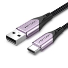 Дата кабель USB 2.0 AM to USB-C 1.5m 3A cotton braided aluminum purple Vention (CODVG) U1125536