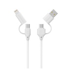 Дата кабель USB-C + USB 2.0 AM to USB-C + Lightning 1.2m 60W quadcord-pd60 white Promate (quadcord-pd60.white) U1071425