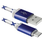 Дата кабель Defender USB08-03LT USB - Micro USB, BlueLED backlight, 1m (87555) U0248088