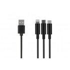 Дата кабель USB 2.0 AM to Lightning + Micro 5P + Type-C 1.2m black 2E (2E-CCMTLAB-BL) U0386462
