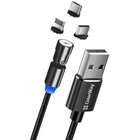 Дата кабель USB 2.0 AM to Lightning + Micro 5P + Type-C 1.0m Magnetic Ro ColorWay (CW-CBUU037-BK) U0505957