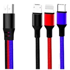 Дата кабель USB 2.0 AM to Lightning + Micro 5P + USB-C 1.2m black red blue XO (XO-NB143-3in1) U1091500