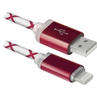 Дата кабель Defender ACH03-03LT USB - Lightning, RedLED backlight, 1m (87552) U0248083