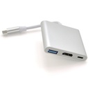 Концентратор Voltronic USB-C 3-in-1 USB 3.0 + USB-C + HDMI 0.1m 4K/2K silver (YT-C-T-C(M)/HDMI(F)/USB3) U1099698