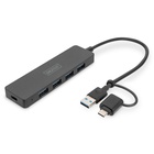Концентратор Digitus USB-C + USB-A to 4xUSB-A 0.2m black (DA-70235) U1101135