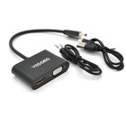 Перехідник HDMI M to VGA F + HDMI F 0.25m black VEGGIEG (YT-C-H-V500) U1099545